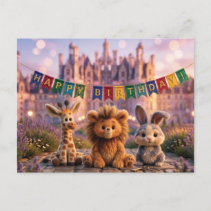 Knuffeldieren met Verjaardagsbanner Briefkaart