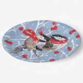 Knuffelen Chickadees Kerstmis | Blauw/rood Papieren Bordje (Gekanteld)