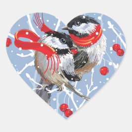 Knuffelen chickadees liefde kerst hart sticker