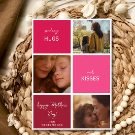 Knuffelen en kussen drie foto's Moederdag Feestdagenkaart