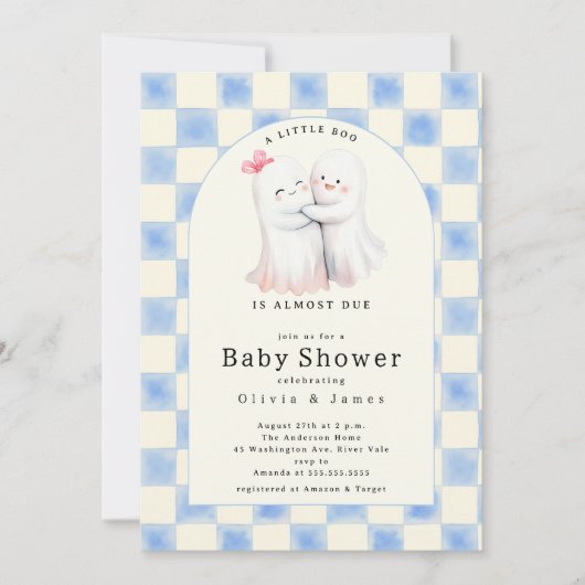 Knuffelen Ghost Couple Baby shower Kaart (Voorkant)