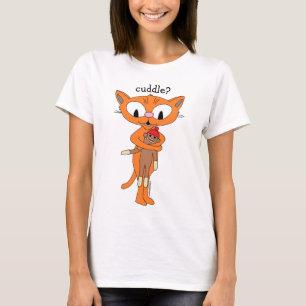 knuffelen? Ginger Kitty met Sock Monkey T-shirt