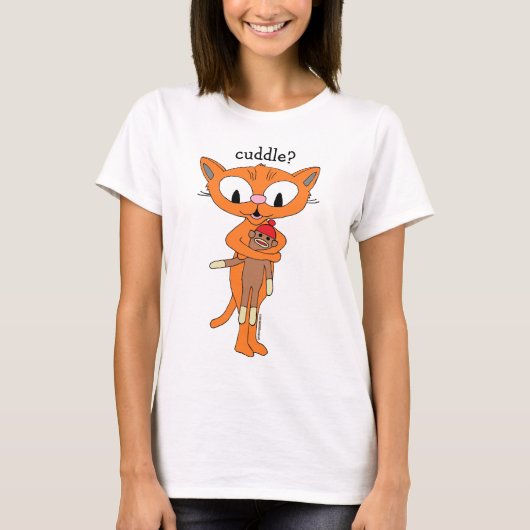 knuffelen? Ginger Kitty met Sock Monkey T-shirt (Voorkant)