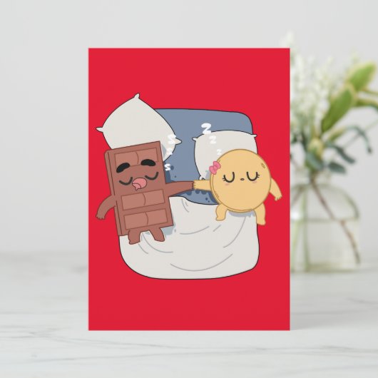 Knuffelen in de zomer Funny koppel Choco en pannen Kaart (Staand voorkant)