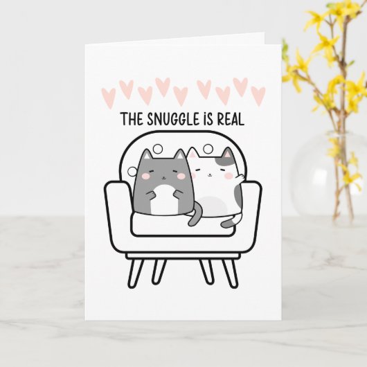 Knuffelen is echt twee katten knuffelen met Valent Kaart (Gele Bloem)