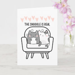 Knuffelen is echt twee katten knuffelen Valentijn Kaart