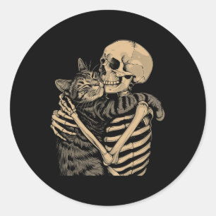 Knuffelen Kat Halloween Kat Liefhebber Kat Mam Pap Ronde Sticker