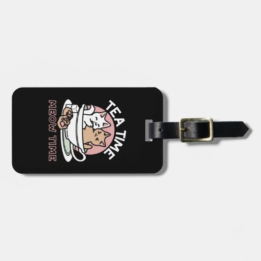 Knuffelen Katten in een kopje - Schattige theetijd Bagagelabel (Voorkant horizontaal)