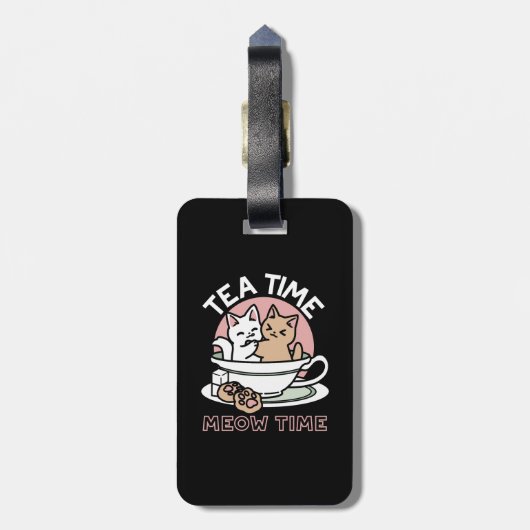 Knuffelen Katten in een kopje - Schattige theetijd Bagagelabel (Achterkant verticaal)