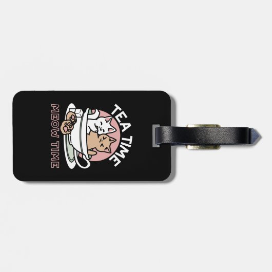 Knuffelen Katten in een kopje - Schattige theetijd Bagagelabel (Achterkant horizontaal)