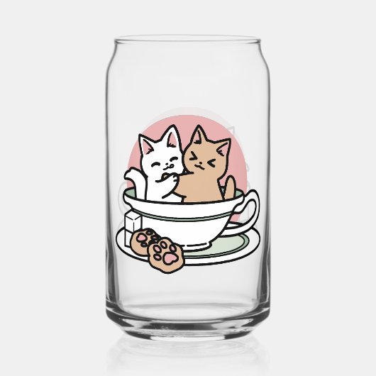 Knuffelen Katten in een kopje - Schattige theetijd Blikvorm Glas (Voorkant)