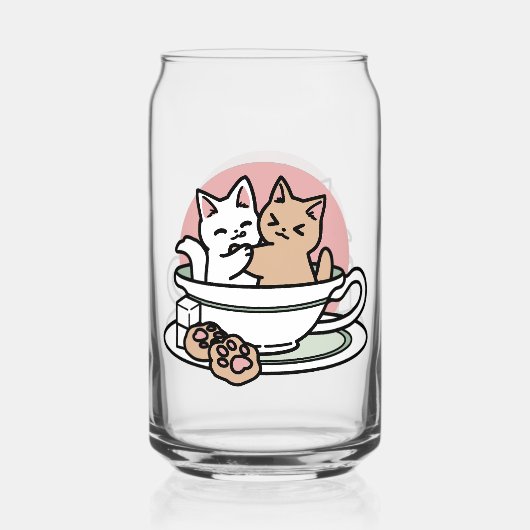 Knuffelen Katten in een kopje - Schattige theetijd Blikvorm Glas (Achterkant)