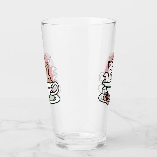 Knuffelen Katten in een kopje - Schattige theetijd Glas (Rechts)