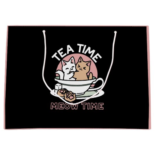 Knuffelen Katten in een kopje - Schattige theetijd Groot Cadeauzakje (Voorkant)