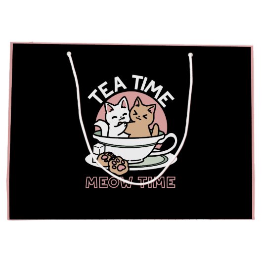 Knuffelen Katten in een kopje - Schattige theetijd Groot Cadeauzakje (Achterkant)