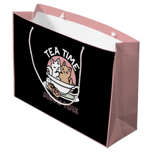 Knuffelen Katten in een kopje - Schattige theetijd Groot Cadeauzakje (Achterkant Gekanteld)