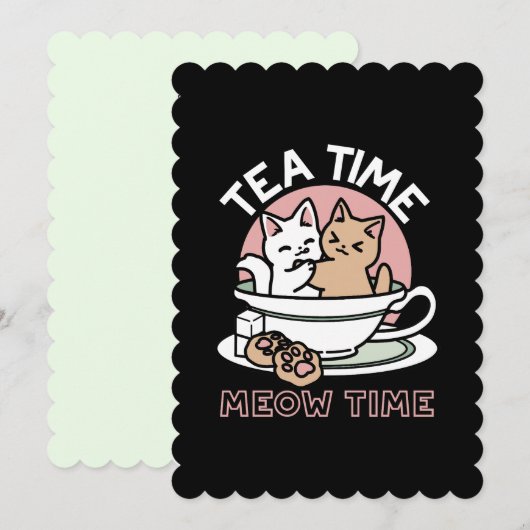 Knuffelen Katten in een kopje - Schattige theetijd Kaart (Voorkant / Achterkant)