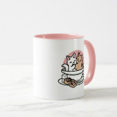 Knuffelen Katten in een kopje - Schattige theetijd Mok (Voorkant rechts)