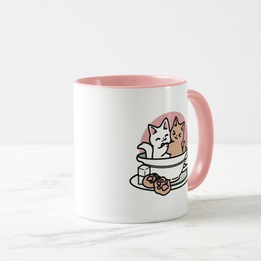 Knuffelen Katten in een kopje - Schattige theetijd Mok (Voorkant rechts)