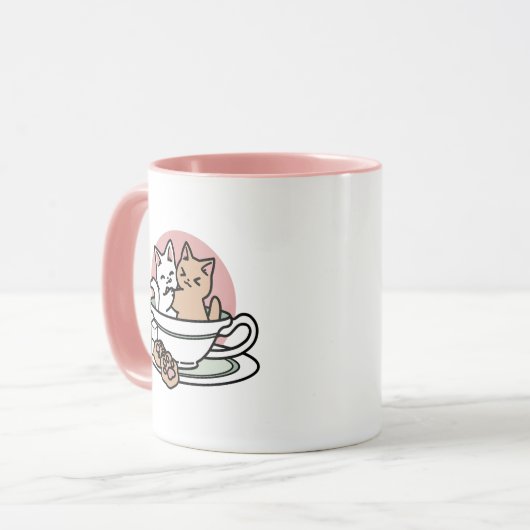 Knuffelen Katten in een kopje - Schattige theetijd Mok (Voorkant links)