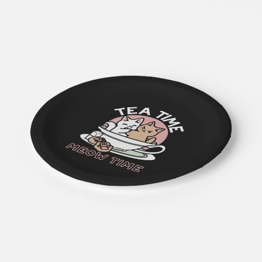 Knuffelen Katten in een kopje - Schattige theetijd Papieren Bordje (Gekanteld)