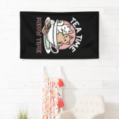 Knuffelen Katten in een kopje - Schattige theetijd Spandoek (Insitu)