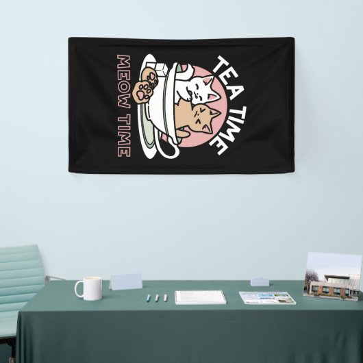 Knuffelen Katten in een kopje - Schattige theetijd Spandoek (Beurs)