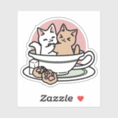 Knuffelen Katten in een kopje - Schattige theetijd Sticker (Vel)