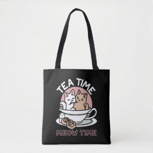 Knuffelen Katten in een kopje - Schattige theetijd Tote Bag