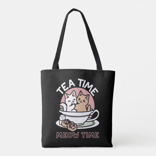 Knuffelen Katten in een kopje - Schattige theetijd Tote Bag (Achterkant)