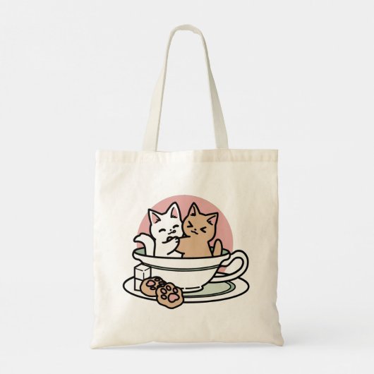 Knuffelen Katten in een kopje - Schattige theetijd Tote Bag (Achterkant)