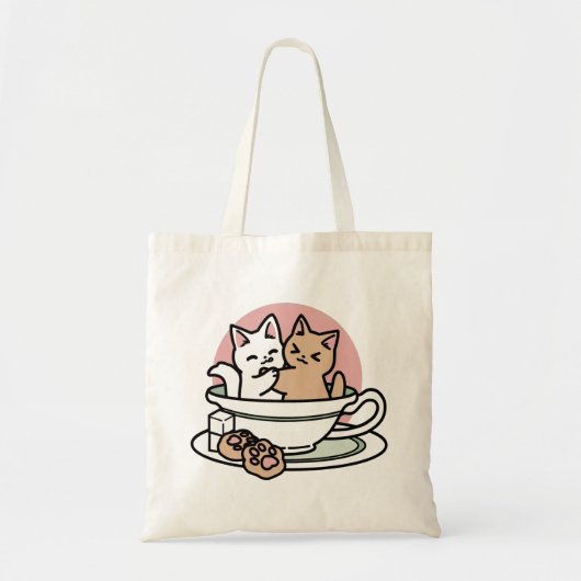 Knuffelen Katten in een kopje - Schattige theetijd Tote Bag (Voorkant)