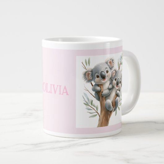 Knuffelen Koala Beren in Tree, BFF, gepersonalisee Grote Koffiekop (Voorkant rechts)
