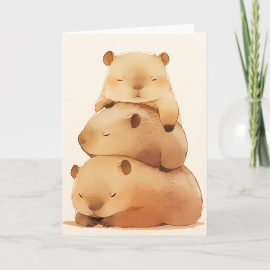 Knuffelen met capibara's kaart (Voorkant)
