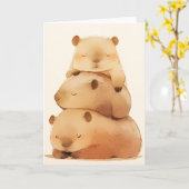 Knuffelen met capibara's kaart (Gele Bloem)