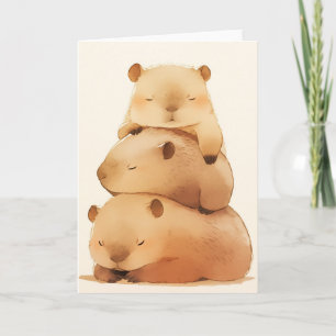 Knuffelen met capibara's kaart
