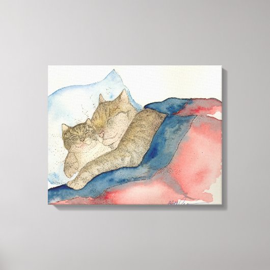 Knuffelen Moeder en baby kitten Art Canvas Afdruk (Voorkant)