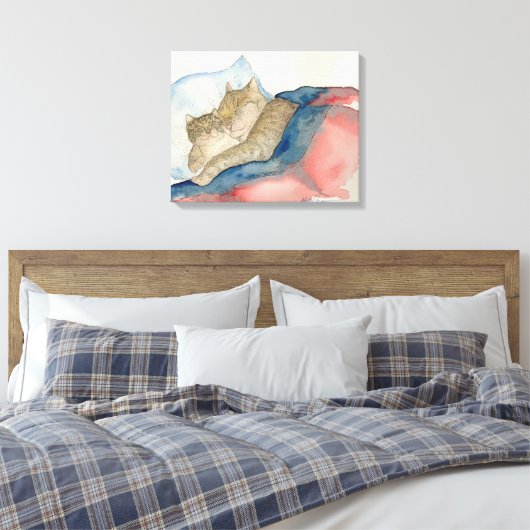 Knuffelen Moeder en baby kitten Art Canvas Afdruk (Insitu (Slaapkamer))