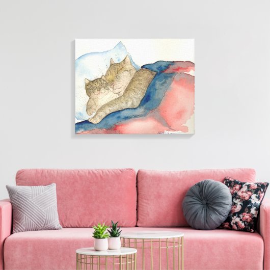 Knuffelen Moeder en baby kitten Art Canvas Afdruk (Insitu (Woonkamer))