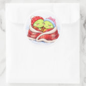 Knuffelen onder de Deken Ronde Sticker (Tas)