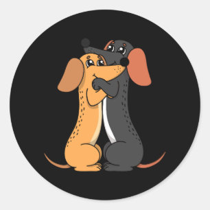 knuffelen puppy teckel lover weiner hond paar lo ronde sticker