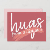 knuffelen van een afstand in de roze briefkaart (Voorkant / Achterkant)