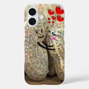 Knuffelen van pinda's met rode harten iPhone 16 hoesje