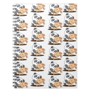 Knuffelend Konijn Patroon met Mooie Panda Notitieboek