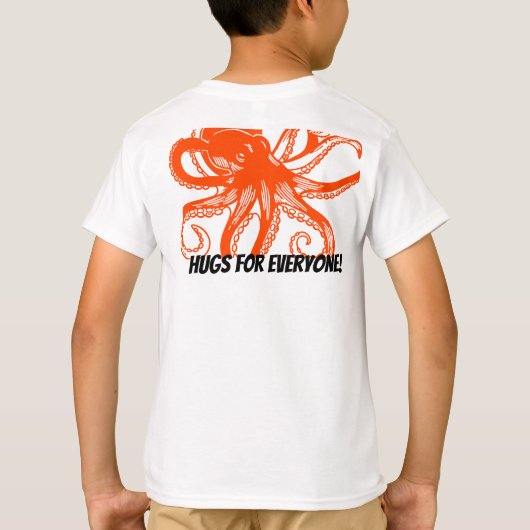 Knuffelend oranje Octopus Kids T-Shirt  (Achterkant)