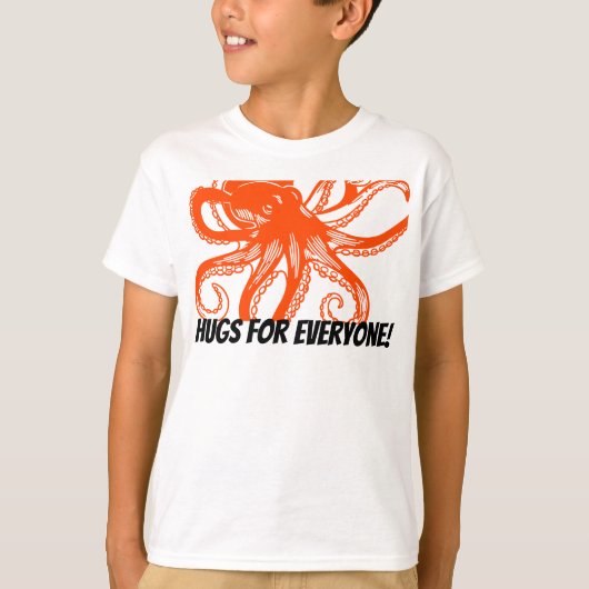 Knuffelend oranje Octopus Kids T-Shirt  (Voorkant)