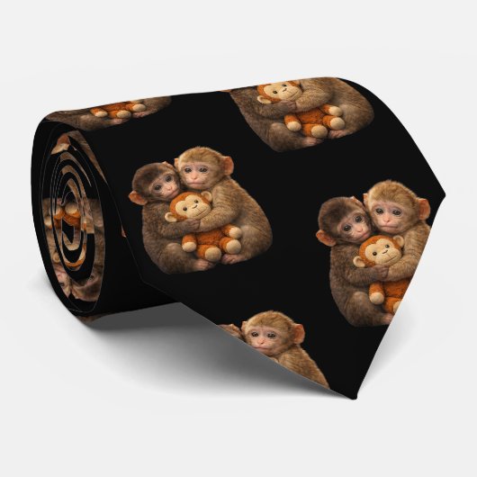 Knuffelende Apen Paar Knuffel Aap Knuffel Kunst Stropdas (Opgerold)