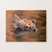 Knuffelende berenwelp met teddybeer legpuzzel (Horizontaal)