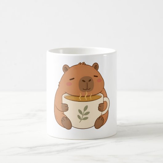 Knuffelende Capybara met Koffiekop Mok (Center)