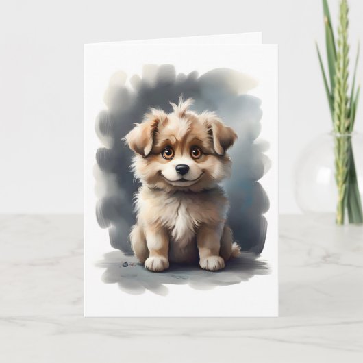 Knuffelende Fluffy Lachende Puppy Lege Wenskaart  Kaart (Voorkant)